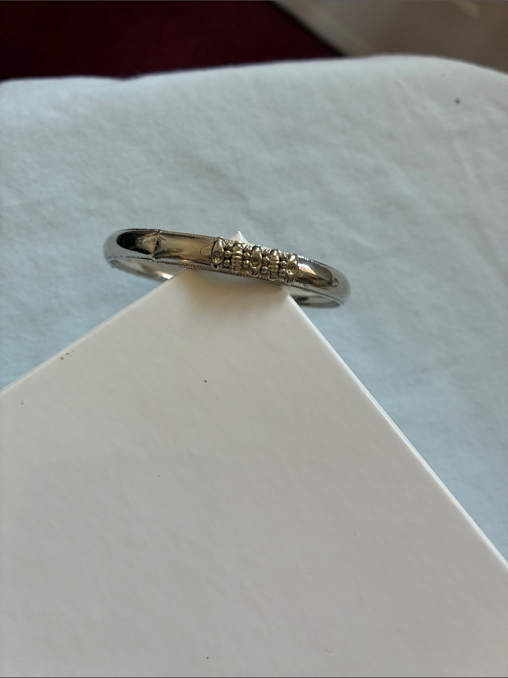 Vintage Silver Tone Floral Accent Metal Bangle Bracelet